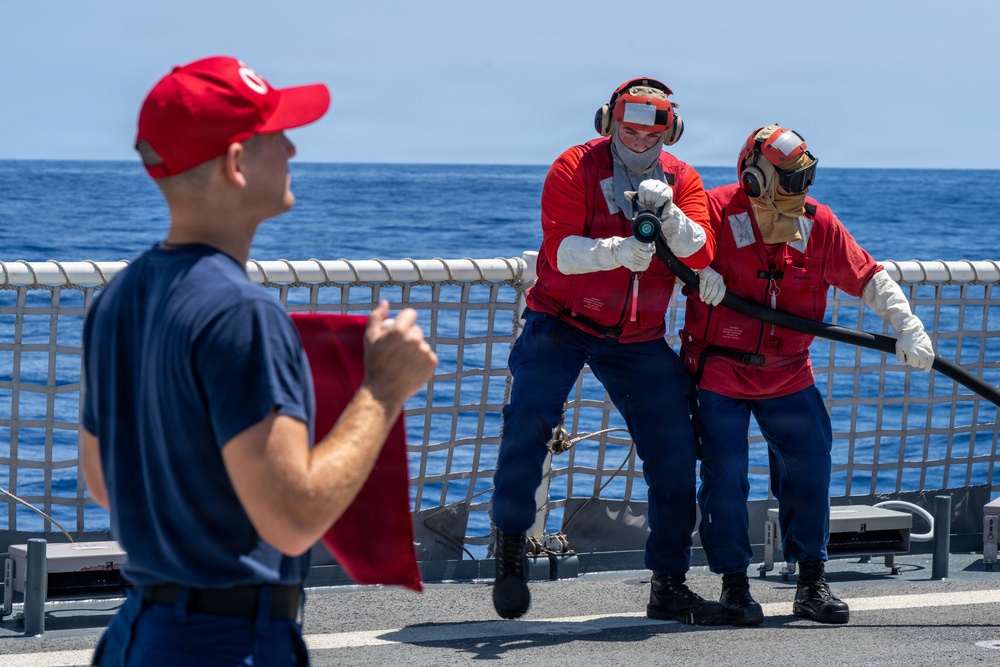 U.S. Coast Guard Cutter Kimball (WMSL 756) conducts helicopter crash training during RIMPAC 2026