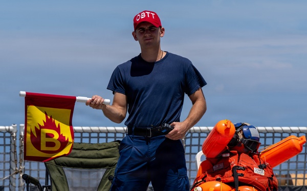 U.S. Coast Guard Cutter Kimball (WMSL 756) conducts helicopter crash training