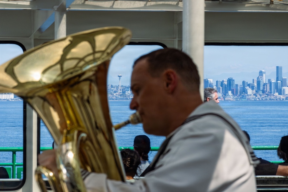 U.S. Navy Band Plays On Ferry For Seattle Fleet Week