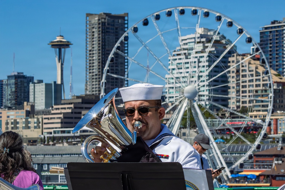 U.S. Navy Band Plays On Ferry For Seattle Fleet Week