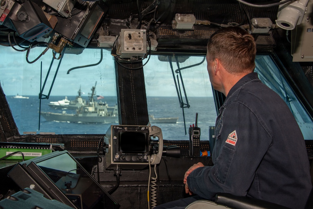 USS Essex participates in group sail during RIMPAC 26