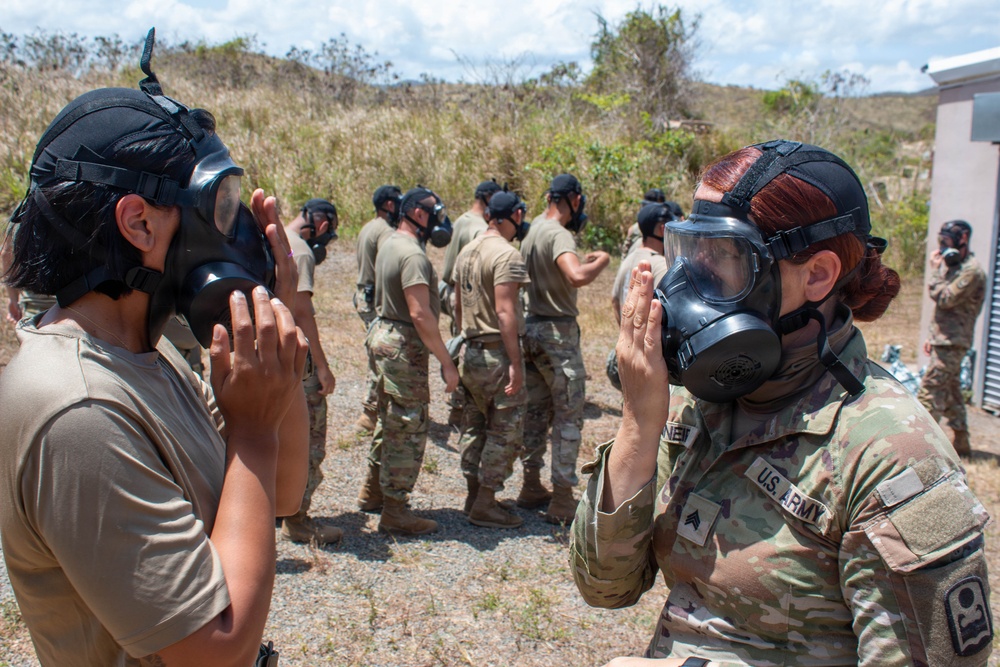 3678th CSSB  HHC and 1-65th Infantry Regiment Conduct Chemical Defense Training