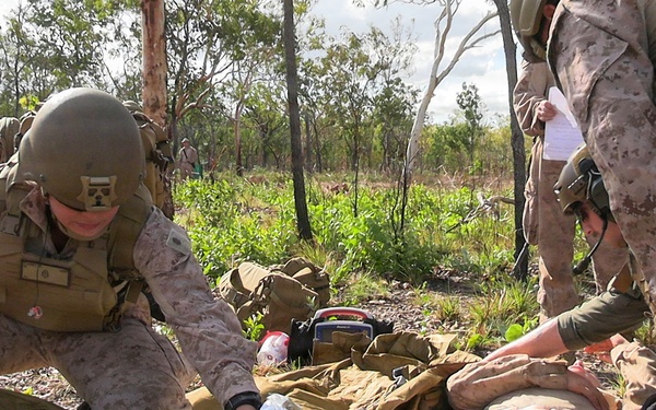 US Marines with MRF-D conduct mass casualty training event