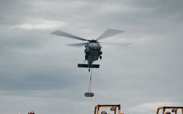 IKE conducts ammunition onload in the Atlantic Ocean