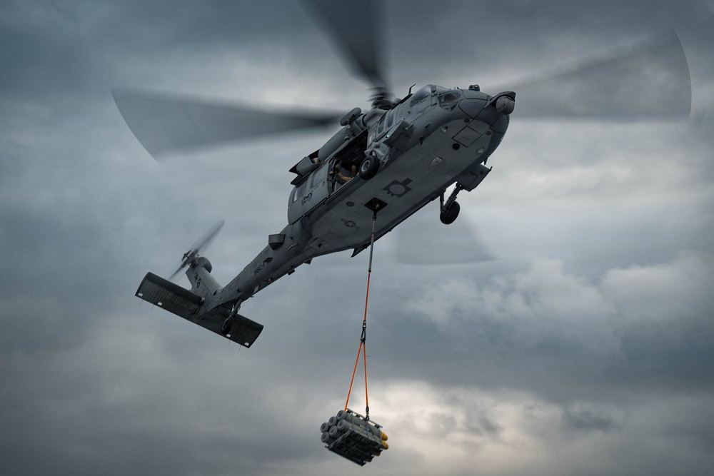 IKE conducts ammunition onload in the Atlantic Ocean