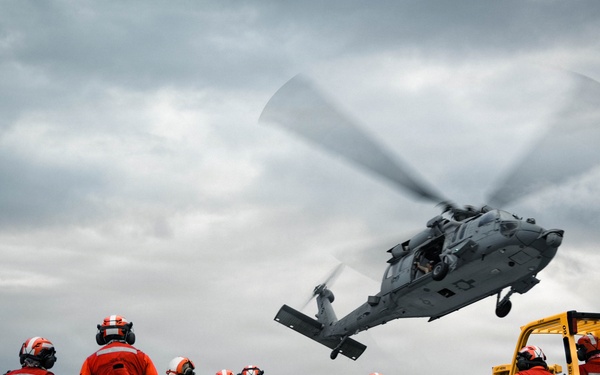 IKE conducts ammunition onload in the Atlantic Ocean