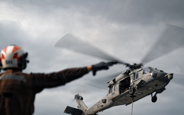 IKE conducts ammunition onload in the Atlantic Ocean