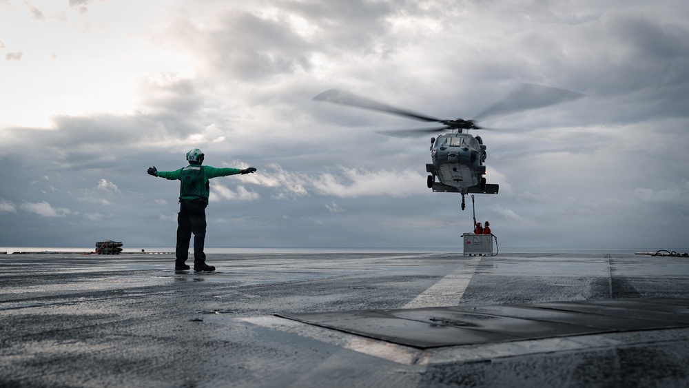 IKE conducts ammunition onload in the Atlantic Ocean