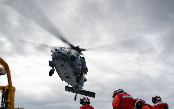 IKE conducts ammunition onload in the Atlantic Ocean
