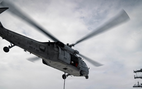 IKE conducts ammunition onload in the Atlantic Ocean