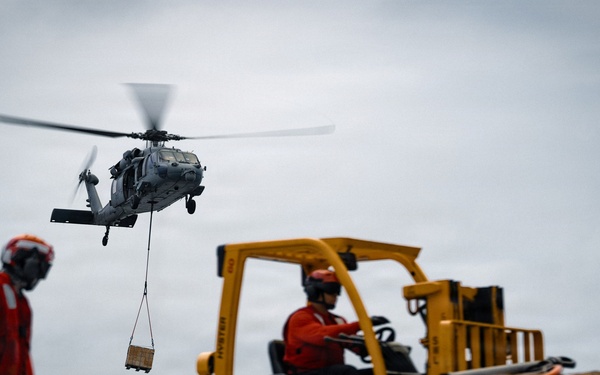 IKE conducts ammunition onload in the Atlantic Ocean