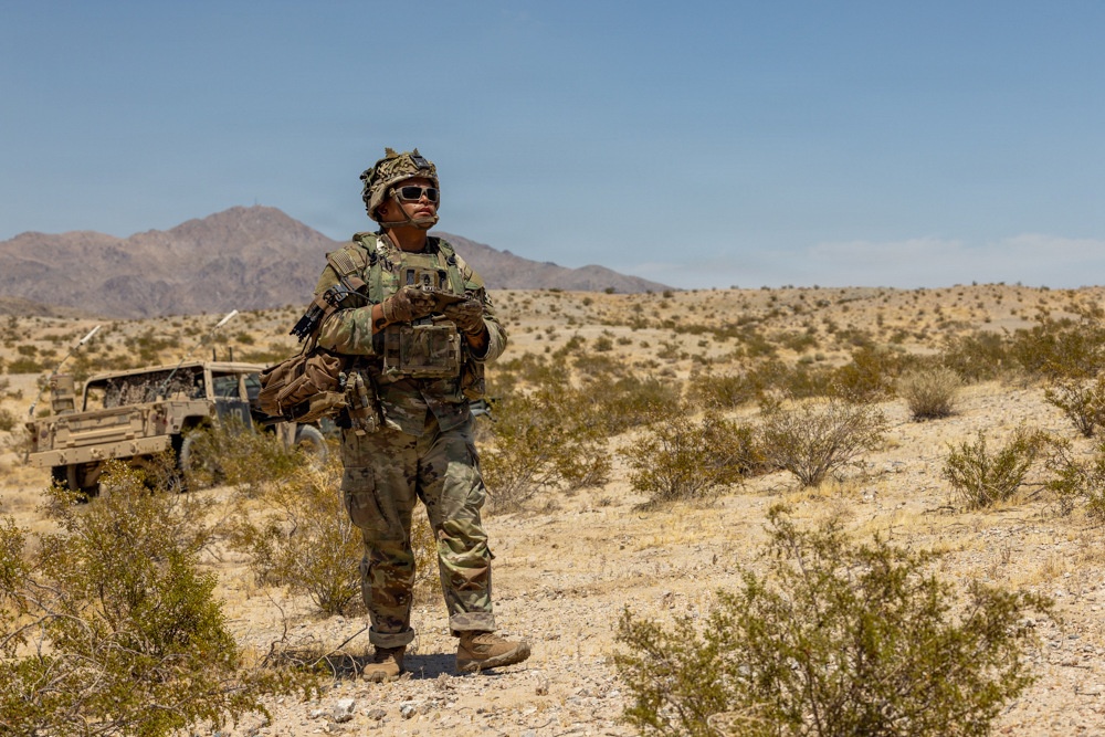 U.S. Army Soldier experiments with Silent Tactical Energy Enhanced Dismount 4 during PC-C6