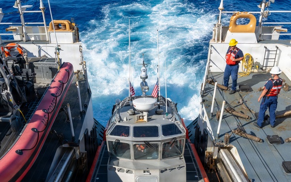 USCGC Kimball (WMSL 756) launches Long-Range Interceptor small boat during RIMPAC 2026