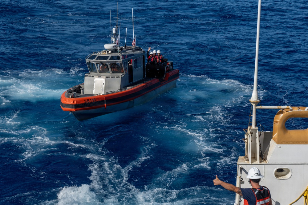 USCGC Kimball (WMSL 756) launches Long-Range Interceptor small boat during RIMPAC 2026