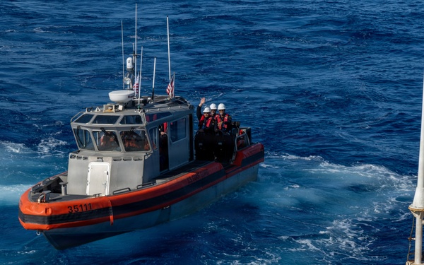 USCGC Kimball (WMSL 756) launches Long-Range Interceptor small boat during RIMPAC 2026