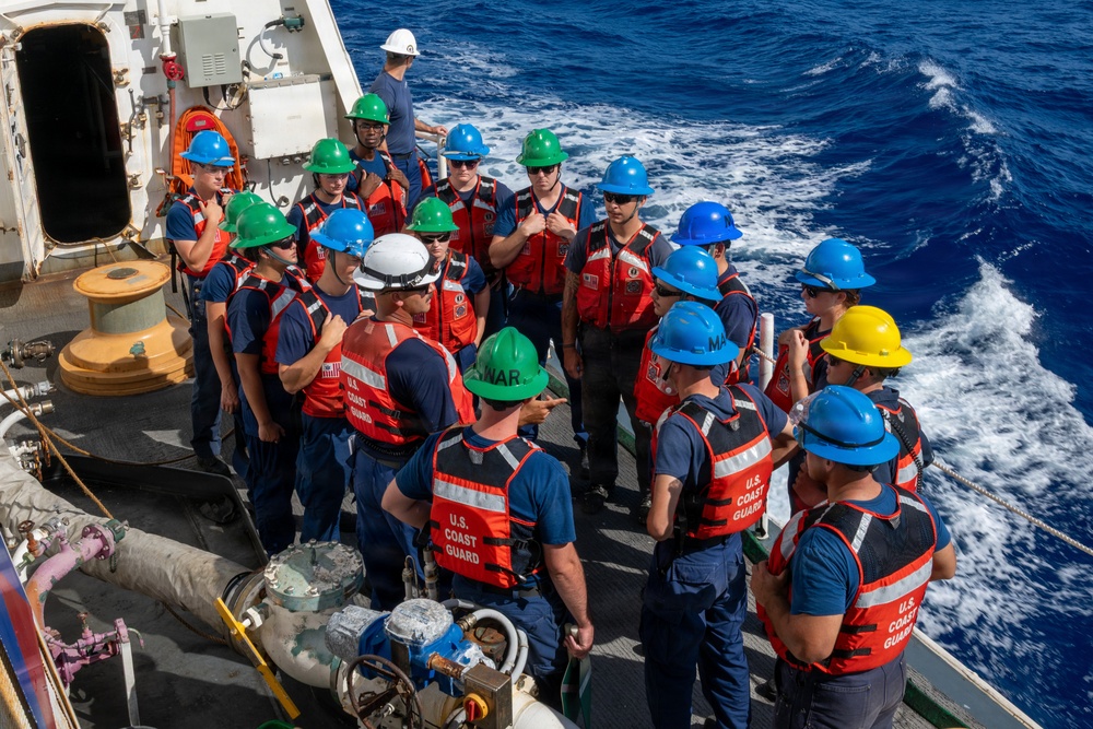 U.S. Coast Guard and Royal Canadian Navy conduct a replenishment-at-sea during RIMPAC 2026