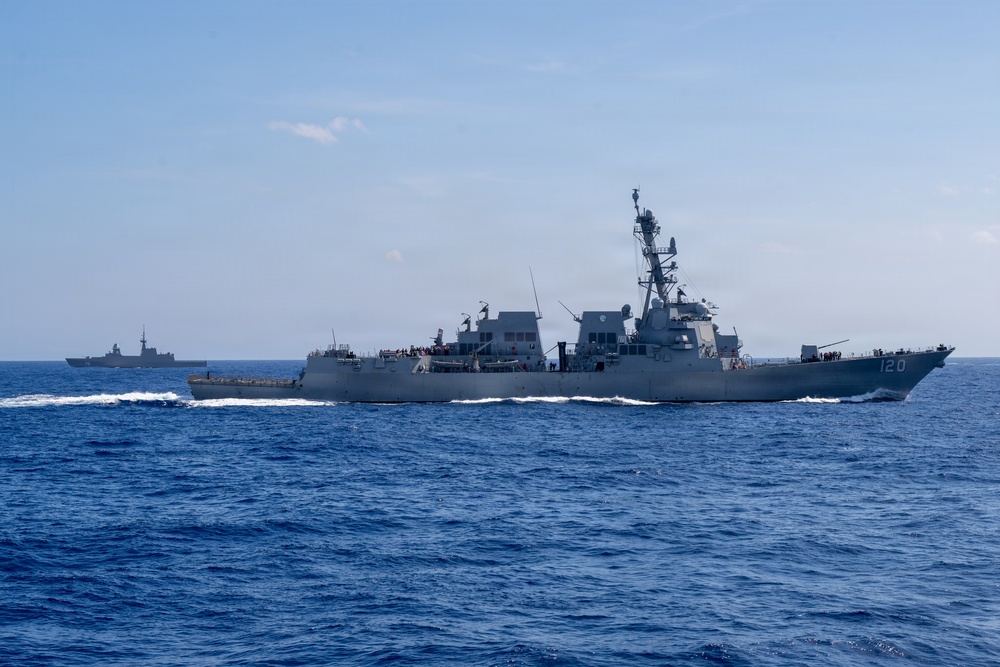 U.S. Coast Guard and Royal Canadian Navy conduct a replenishment-at-sea during RIMPAC 2026
