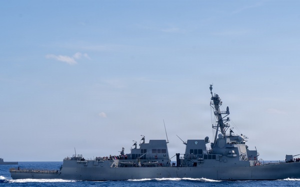 U.S. Coast Guard and Royal Canadian Navy conduct a replenishment-at-sea during RIMPAC 2026