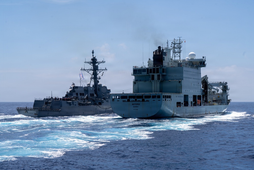 U.S. Coast Guard Cutter Kimball (WMSL 756) conducts fueling-at-sea evolution during RIMPAC 2026
