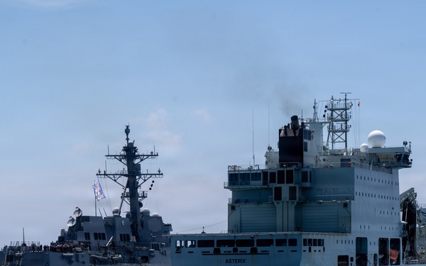 U.S. Coast Guard Cutter Kimball (WMSL 756) conducts fueling-at-sea evolution during RIMPAC 2026