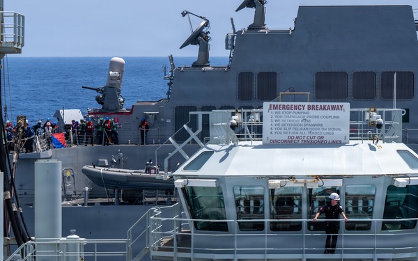 U.S. Coast Guard and Royal Canadian Navy conduct a replenishment-at-sea during RIMPAC 2026