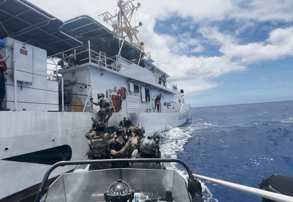 U.S. Coast Guard and Mexican Navy conduct non-compliant vessel boarding training with Philippine Coast Guard during RIMPAC 2026