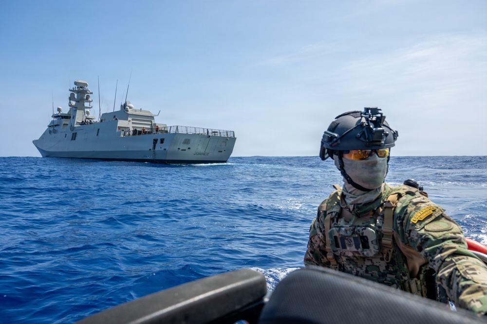 U.S. Coast Guard and Mexican Navy conduct non-compliant vessel boarding training with Philippine Coast Guard during RIMPAC 2026