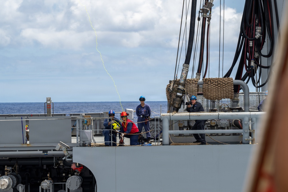 U.S. Coast Guard and New Zealand Royal Navy conduct a replenishment-at-sea during RIMPAC 2026