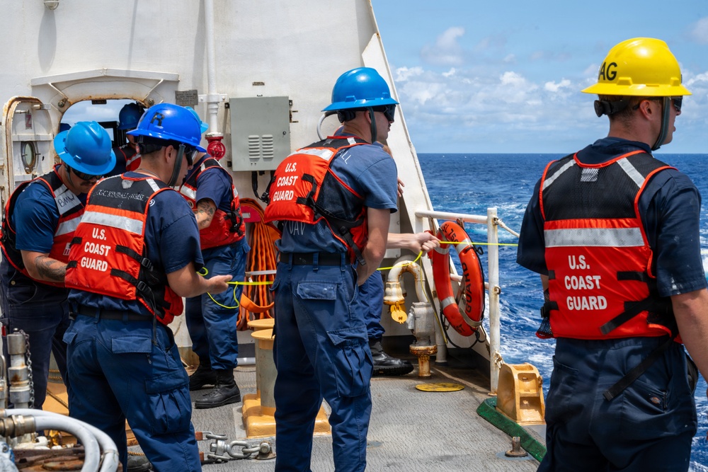 U.S. Coast Guard and Royal New Zealand Navy conduct a replenishment-at-sea during RIMPAC 2026