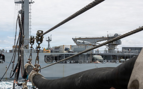 U.S. Coast Guard and New Zealand Royal Navy conduct a replenishment-at-sea during RIMPAC 2026