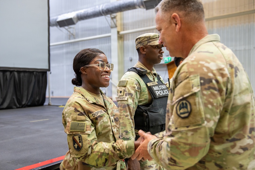 Maj. Gen. Thomas C. Friloux visits 2228th Military Police Company at MKAB, Romania