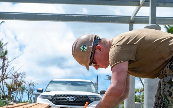 NMCB 1 installs walkway roof at Saipan Southern High School