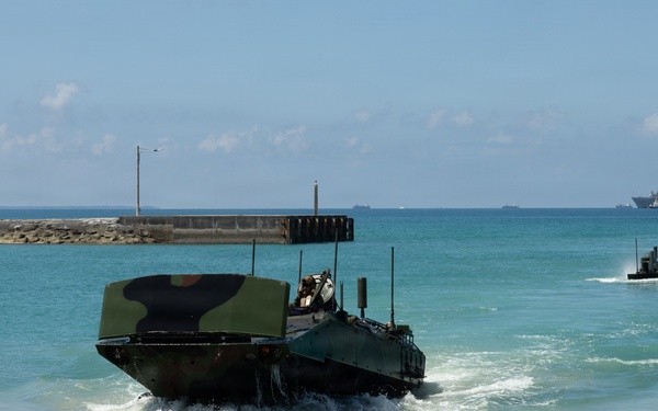 USS Rushmore ports and off-loads equipment