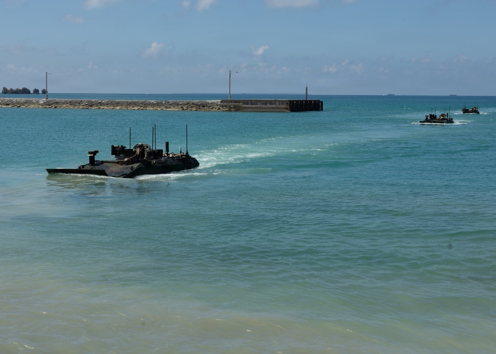 USS Rushmore ports and off-loads equipment