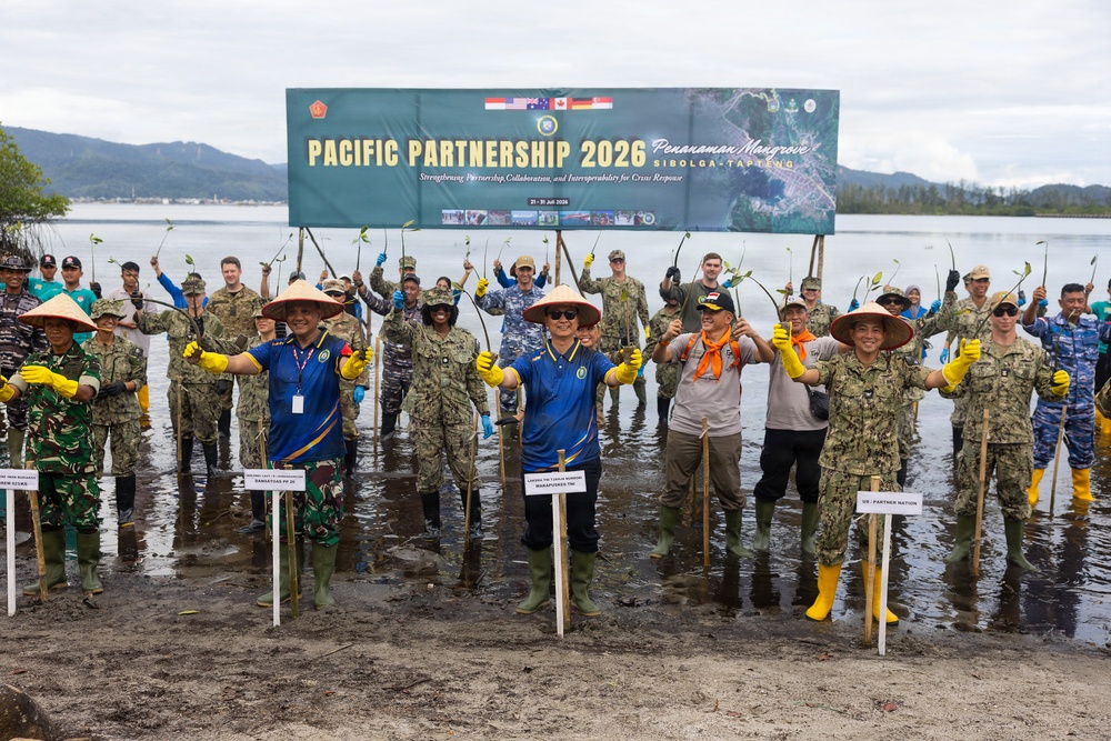 Pacific Partnership 2026 plants mangrove trees with TNI during host nation outreach event