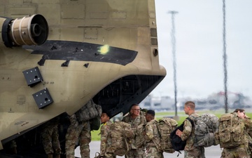 Soldiers Board CH-47 Chinook for Training Exercise