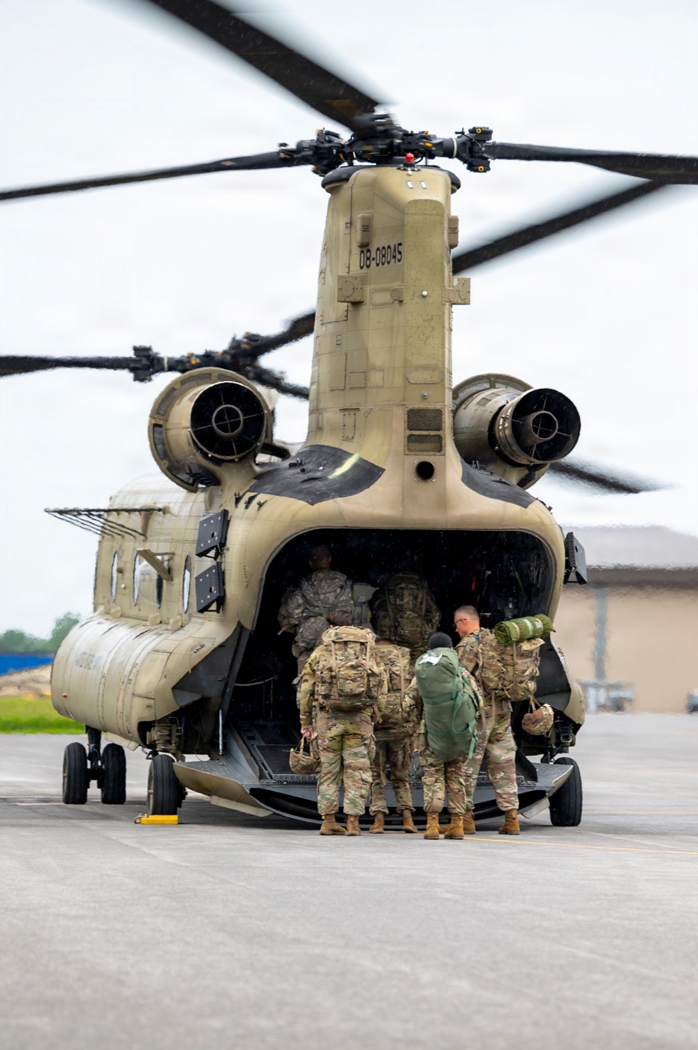 Soldiers Board CH-47 Chinook for Training Exercise