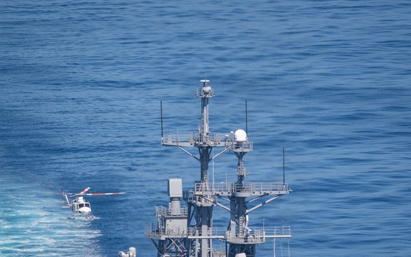 Self Defense Test Ship Gets Underway for Refueling, Helicopter Qualifications