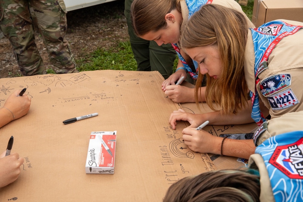 National Guard, Scouts Pack Hygiene Kits for West Virginia Flood Victims