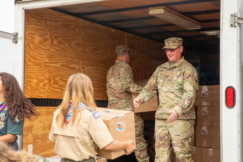 National Guard, Scouts Pack Hygiene Kits for West Virginia Flood Victims