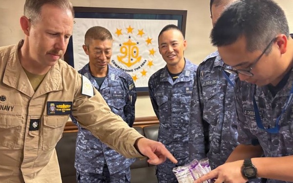 USS Chafee Triad Welcomes JS Chōkai Leadership Aboard