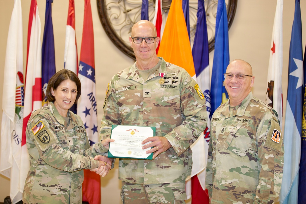Col. Kirk Page Receives Meritorious Service Medal During Change of Command