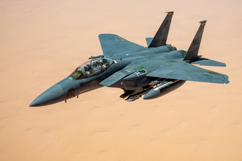 KC-135 refuels F-15s in CENTCOM operations