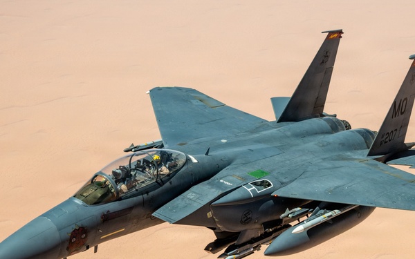KC-135 refuels F-15s in CENTCOM operations