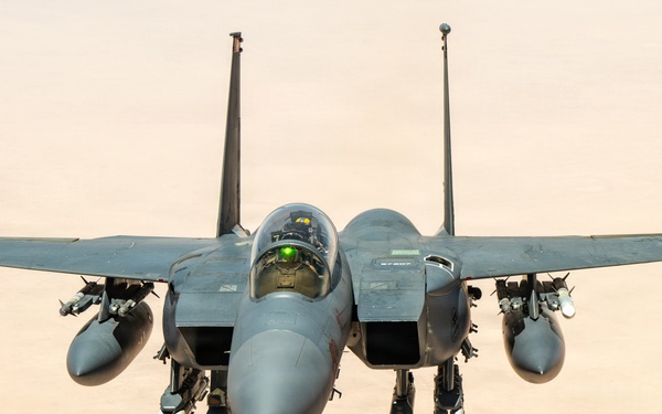 KC-135 refuels F-15s in CENTCOM operations