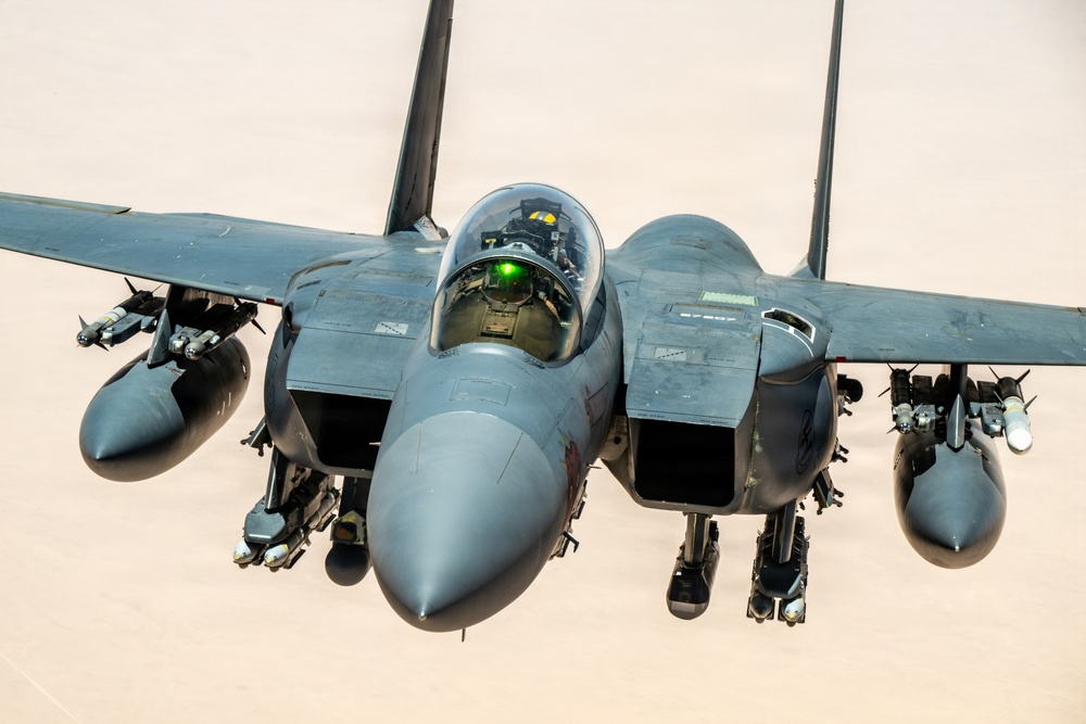 KC-135 refuels F-15s in CENTCOM operations
