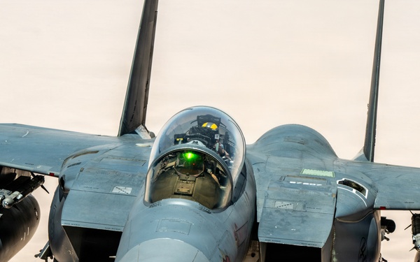 KC-135 refuels F-15s in CENTCOM operations