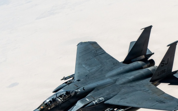 KC-135 refuels F-15s in CENTCOM operations