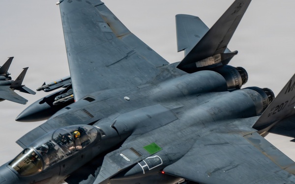 KC-135 refuels F-15 in CENTCOM operations