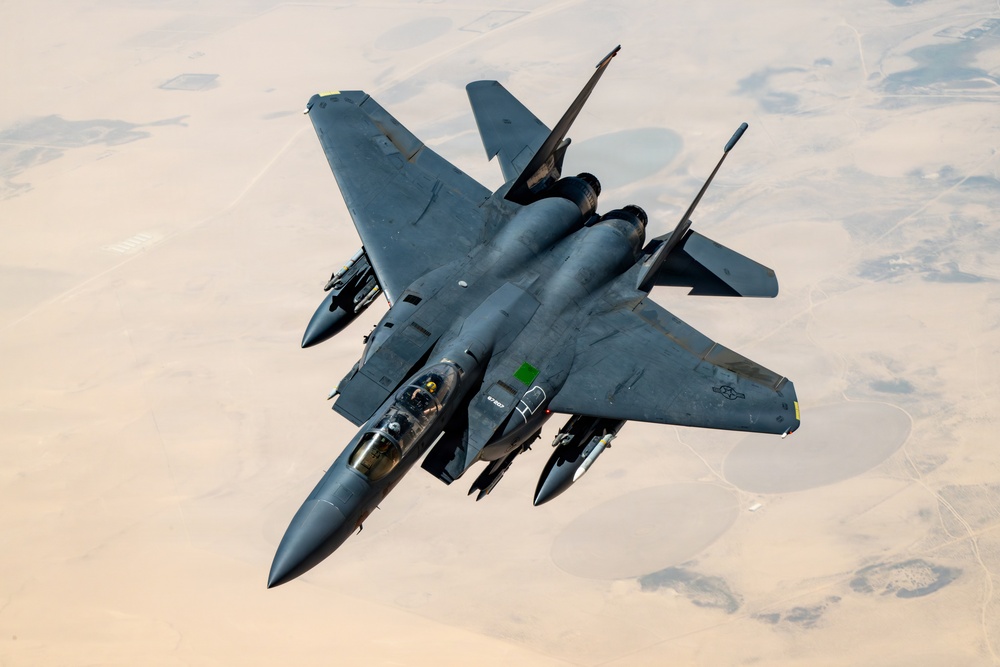 KC-135 refuels F-15s in CENTCOM operations